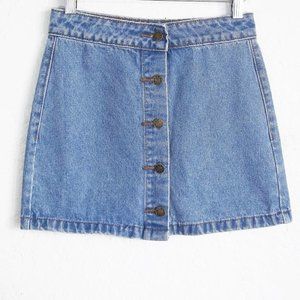 DAHLI Coastal Cowgirl Button Front Cotton A Line Denim Mini Skirt S Waist 24 in